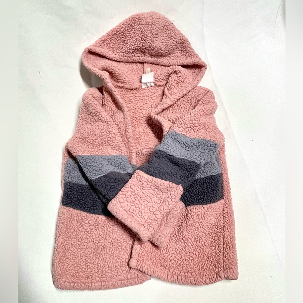 Sherpa Pink and Gray Cardigan Fleece